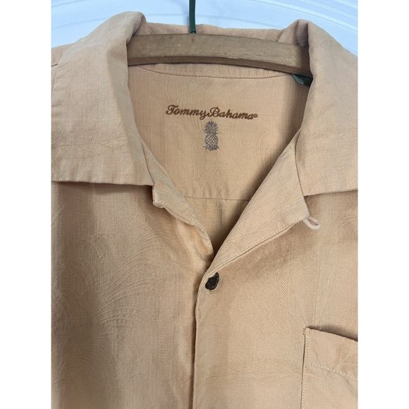 Tommy Bahama Shirt Orange Button Front 100% Silk Short Sleeve Tropical XL - Picture 2 of 12